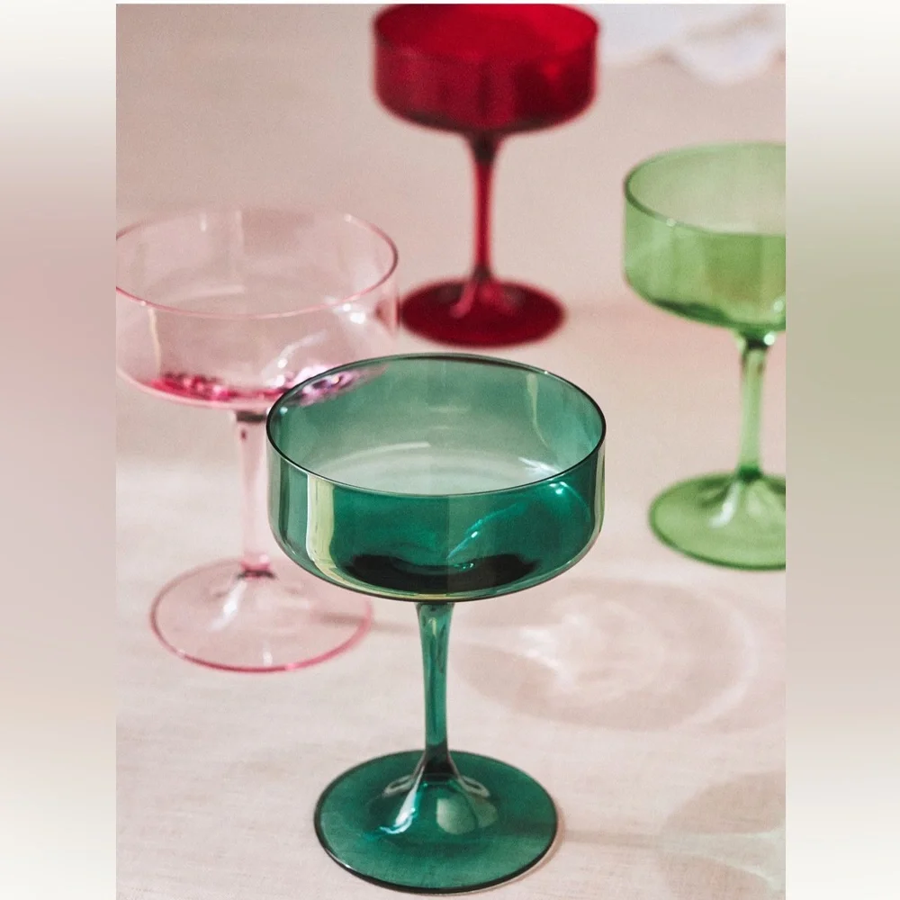 Morgan emerald Coupe set of four green glass‎
